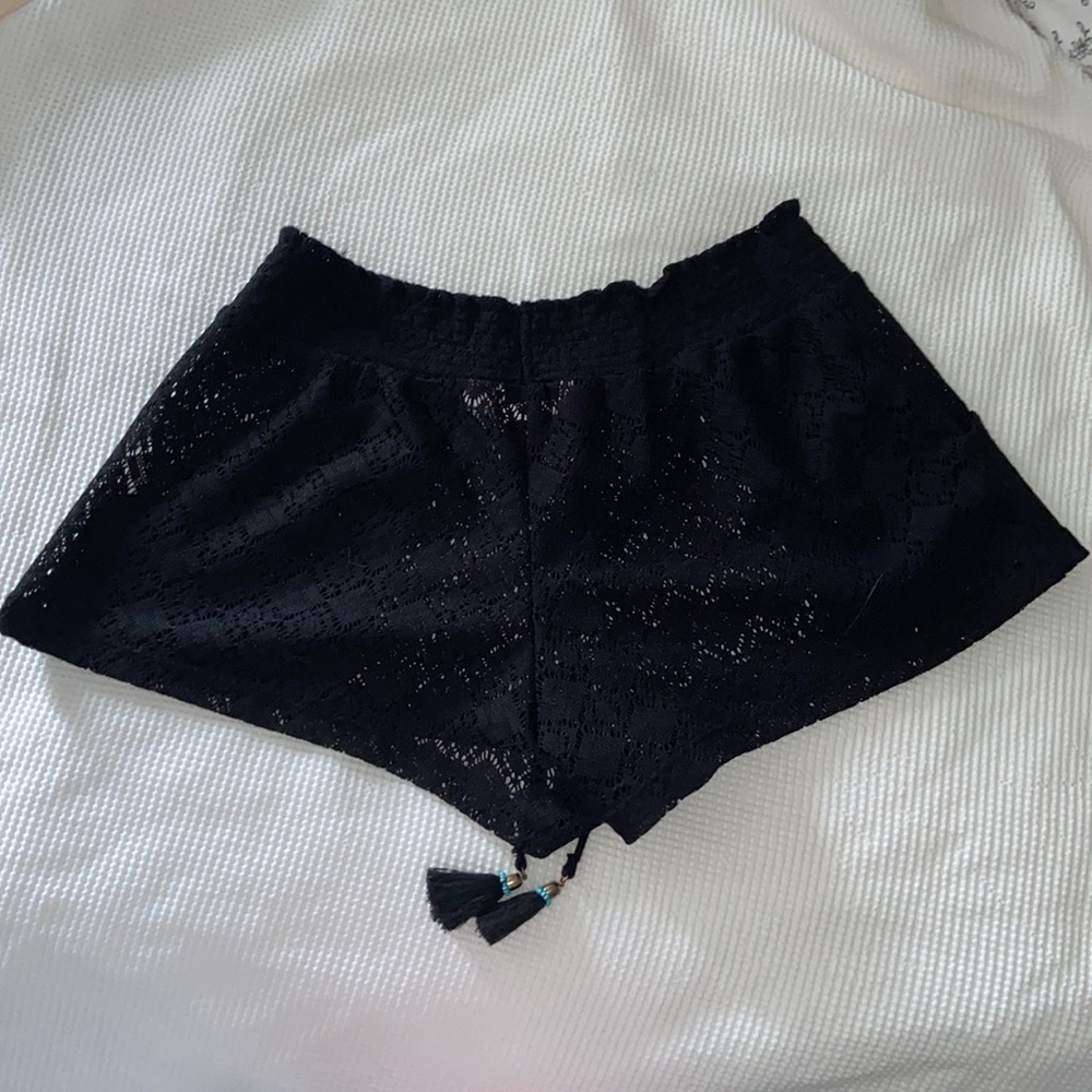 La Vie en Rose AQUA swimsuit coverup black lace shorts size Medium‎ - Picture 12 of 13